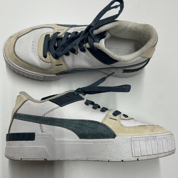 Puma Sneakers Womens 9.5 White Blue Cali Sport Frosted Hike Shoes 380948-02 - Picture 1 of 9